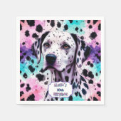 Dalmatische Hond Roze Paarse Turquoise Verjaardag Servet (Voorkant)