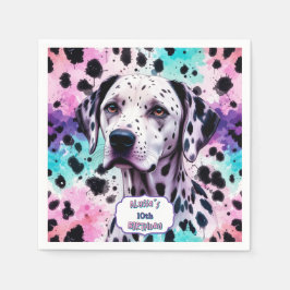 Dalmatische Hond Roze Paarse Turquoise Verjaardag Servet