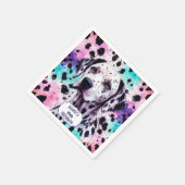 Dalmatische Hond Roze Paarse Turquoise Verjaardag Servet (Hoek)