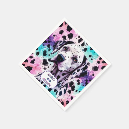 Dalmatische Hond Roze Paarse Turquoise Verjaardag Servet (Hoek)