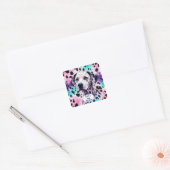 Dalmatische Hond Roze Paarse Turquoise Verjaardag Vierkante Sticker (Envelop)