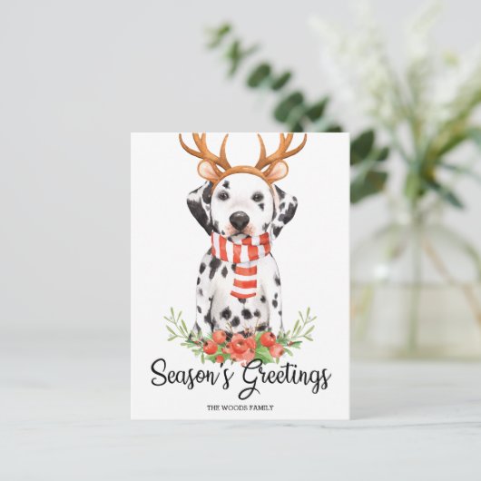 Dalmatische Hond Seizoen Groeten Kerstmis Feestdagenkaart (Staand voorkant)