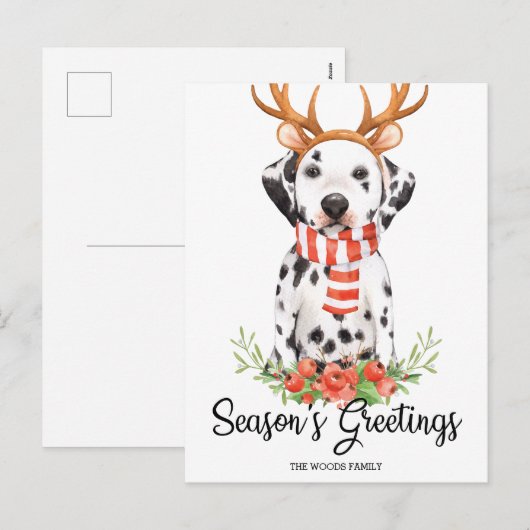 Dalmatische Hond Seizoen Groeten Kerstmis Feestdagenkaart (Voorkant / Achterkant)