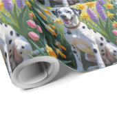 Dalmatische Hond Spring Bloemen Schilderen Cadeaupapier (Rol Hoek)