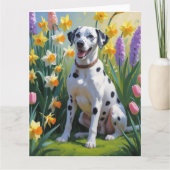 Dalmatische Hond Spring Bloemen Schilderen Kaart (Voorkant)