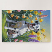 Dalmatische Hond Spring Bloemen Schilderen Legpuzzel (Horizontaal)