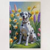 Dalmatische Hond Spring Bloemen Schilderen Legpuzzel (Verticaal)