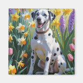 Dalmatische Hond Spring Bloemen Schilderen Magneet (Voorkant)