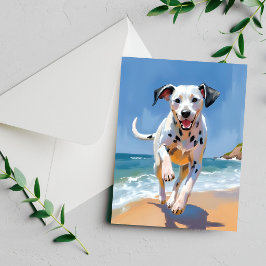 Dalmatische Hond Strand Aquarel Huisdier Schilderi