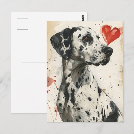 Dalmatische hond  Valentijnsdag Briefkaart (Voorkant / Achterkant)