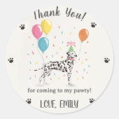 Dalmatische Hond Verjaardag Dank u Ronde Sticker (Voorkant)