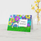 Dalmatische Hond Verjaardag Kaart (Gele Bloem)