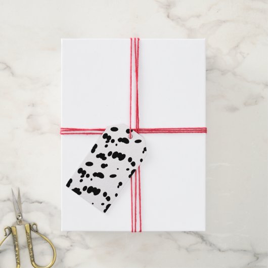 Dalmatische Hond Vlekken Leuk Zwart en Wit Bont Cadeaulabel (Met Touw)