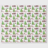 Dalmatische hond, vogel en kerstboom cadeaupapier (Vlak)