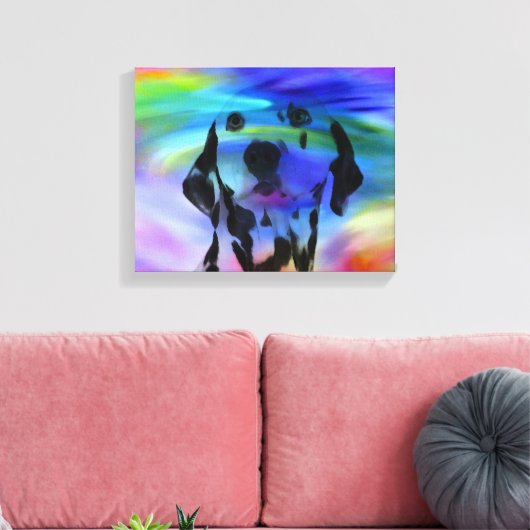 Dalmatische Hond Water Kleur Splash Art Portret Canvas Afdruk (Insitu (Woonkamer))