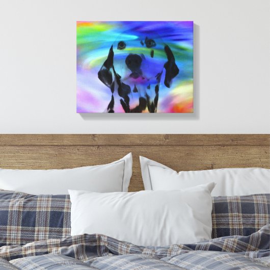 Dalmatische Hond Water Kleur Splash Art Portret Canvas Afdruk (Insitu (Slaapkamer))