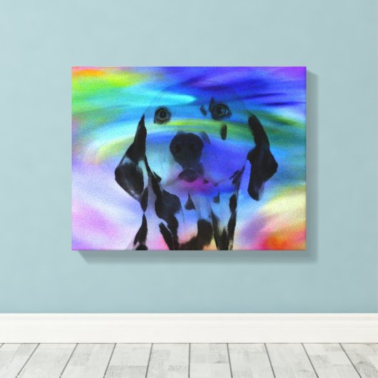 Dalmatische Hond Water Kleur Splash Art Portret Canvas Afdruk (Insitu (Houten vloer))