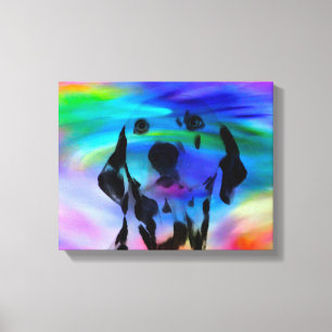 Dalmatische Hond Water Kleur Splash Art Portret Canvas Afdruk
