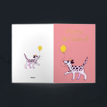 Dalmatische hond wenst een gelukkige verjaardag folie wenskaart<br><div class="desc">Dalmatian spotty doggy wenst je geluk</div>