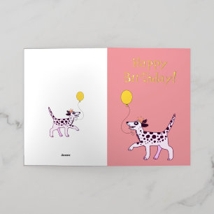 Dalmatische hond wenst gelukkige verjaardag folie wenskaart