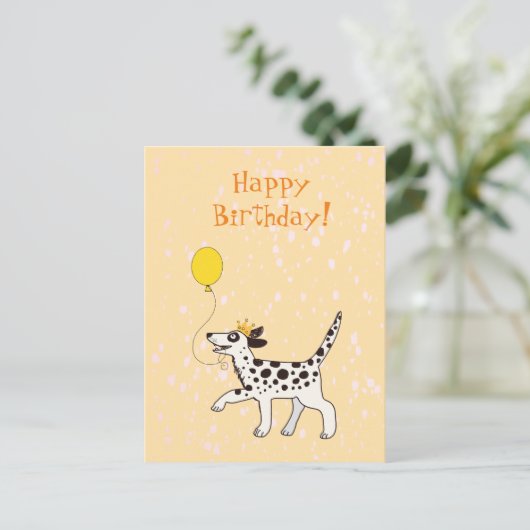 Dalmatische hond wil graag gefeliciteerd met zijn briefkaart (Staand voorkant)