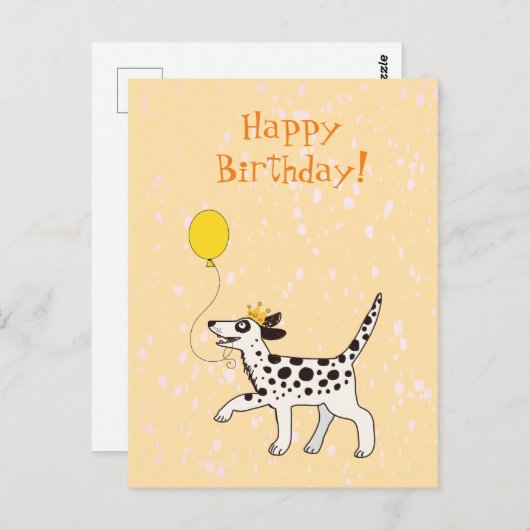 Dalmatische hond wil graag gefeliciteerd met zijn briefkaart (Voorkant / Achterkant)