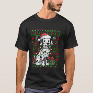 Dalmatische Hond Xmas Lights Ugly Santa Hat Dalmat T-shirt