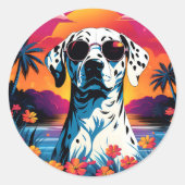 Dalmatische hond zonsondergang ronde sticker (Voorkant)