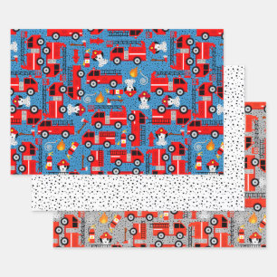 Dalmatische honden brandweermannen met vuursteentj inpakpapier vel