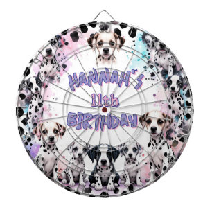 Dalmatische honden paarse waterverf verjaardagsfee dartbord