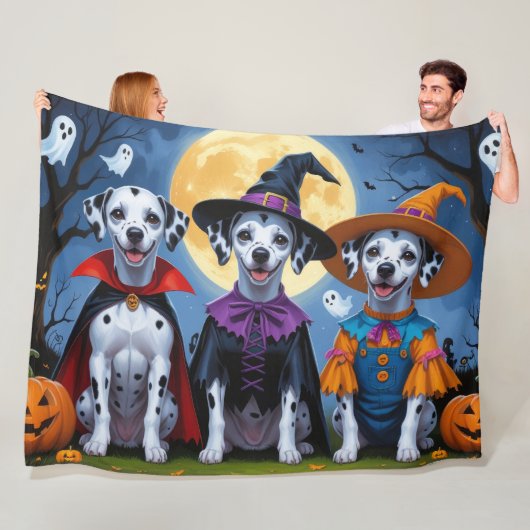 Dalmatische Honden Pompoen Halloween Grappig Fleece Deken (In situ)