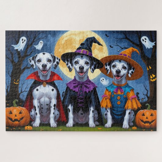 Dalmatische Honden Pompoen Halloween Grappig Legpuzzel (Horizontaal)