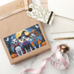 Dalmatische Honden Pompoen Halloween Grappig Rechthoekige Sticker