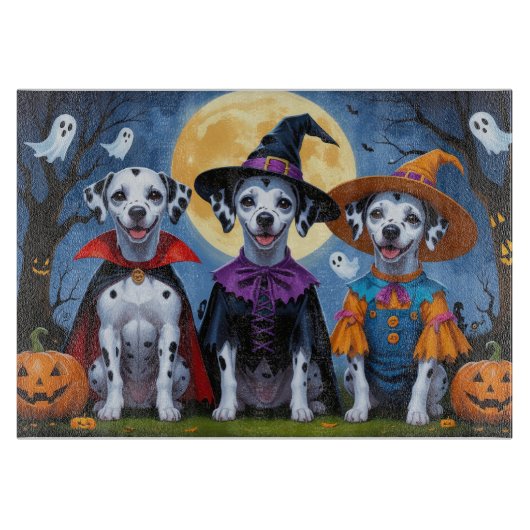 Dalmatische Honden Pompoen Halloween Grappig Snijplank (Voorkant)