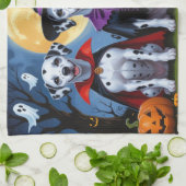 Dalmatische Honden Pompoen Halloween Grappig Theedoek (Gevouwen)