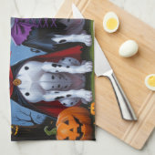 Dalmatische Honden Pompoen Halloween Grappig Theedoek (Quarter Fold)