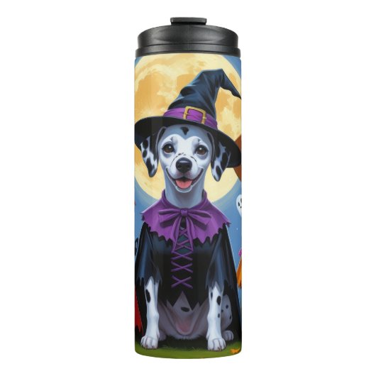 Dalmatische Honden Pompoen Halloween Grappig Thermosbeker (Voorkant)