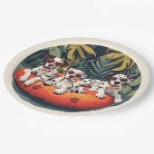 Dalmatische Honden Zomer Ananas Zwembad Float Papieren Bordje (Gekanteld)