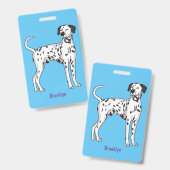 Dalmatische hondencartoon badge (Voor- en achterkant)