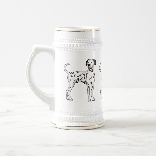 Dalmatische hondencartoon bierpul (Links)