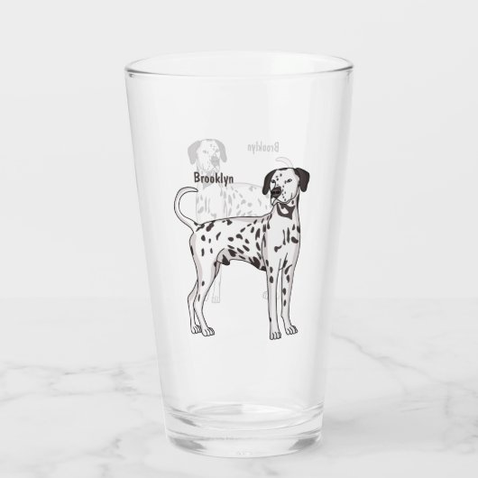 Dalmatische hondencartoon glas (Achterkant)