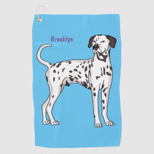 Dalmatische hondencartoon golfhanddoek (Voorkant)