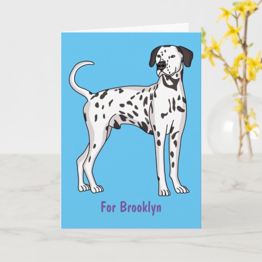 Dalmatische hondencartoon kaart (Gele Bloem)