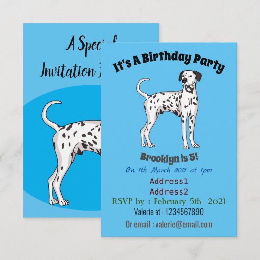 Dalmatische hondencartoon kaart (Voorkant / Achterkant)