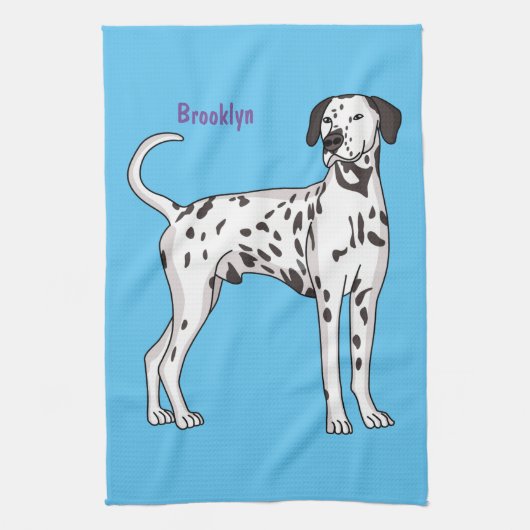 Dalmatische hondencartoon theedoek (Verticaal)