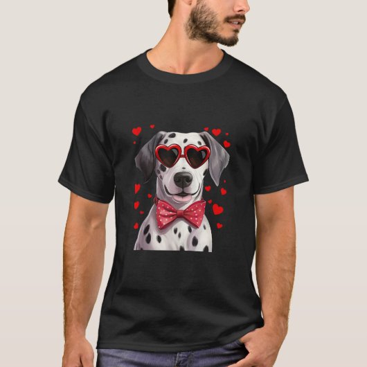 Dalmatische hondenharten zonnebril rode boog Strop T-shirt (Voorkant)