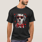 Dalmatische hondenharten zonnebril rode boog Strop T-shirt (Voorkant)