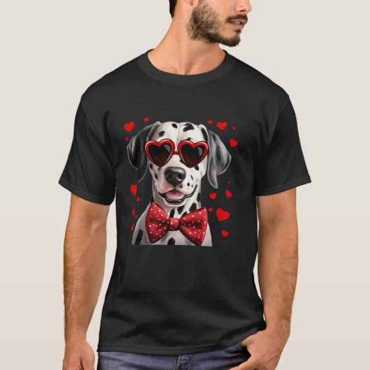 Dalmatische hondenharten zonnebril rode boog Strop T-shirt (Voorkant)