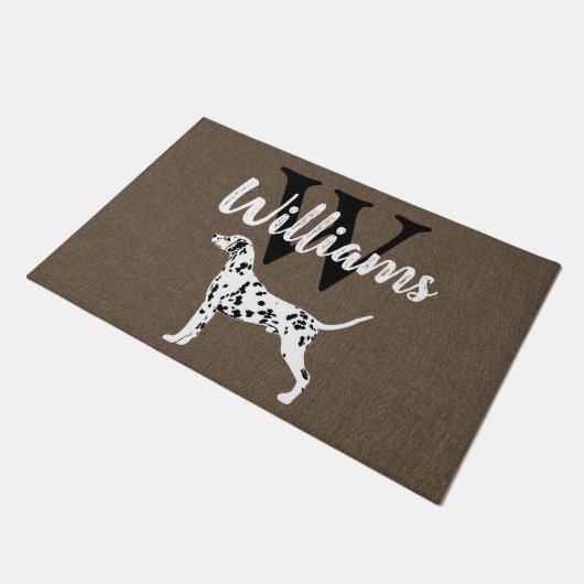 Dalmatische Hondenras Monogram Achternaam Deurmat (Schuin)