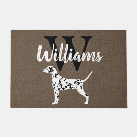 Dalmatische Hondenras Monogram Achternaam Deurmat (Voorkant)